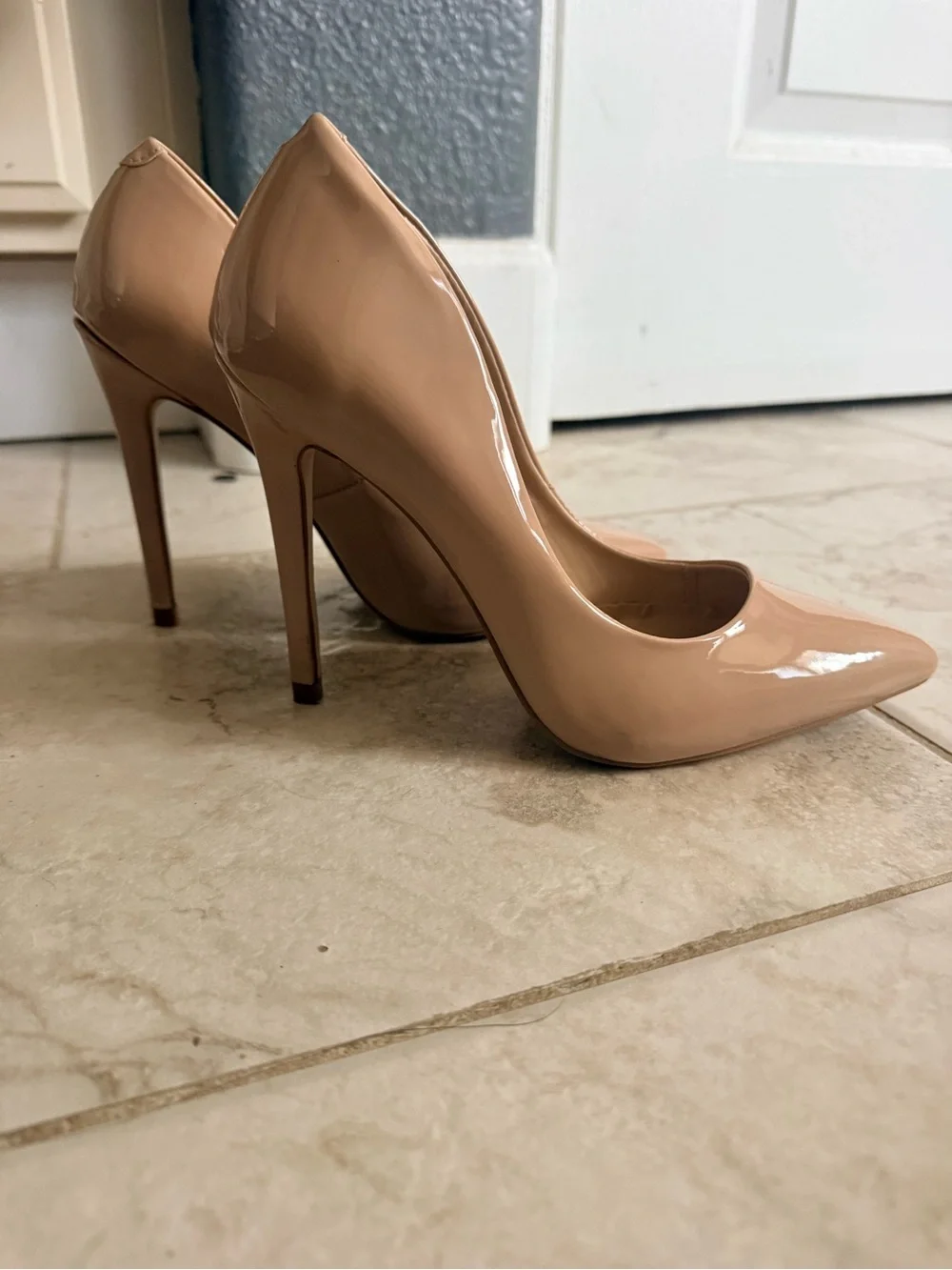 Steve Madden Nude Patent Pointed-Toe Stiletto Pumps